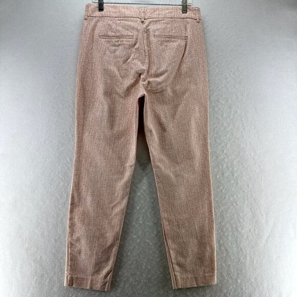 Nine West Pants Womens 10 Slim Ankle Printed Trouser Stretch Cotton Blend Orange - Picture 2 of 11